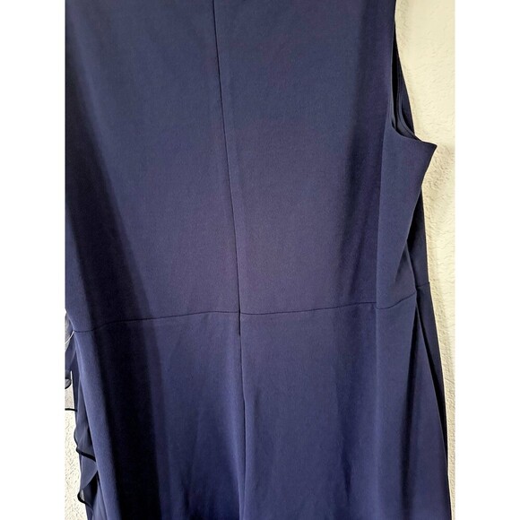 Connected Women's Plus Size V-Neck Sleeveless Ruffle-Trim Wide Leg Jumpsuit 22W - Picture 7 of 8